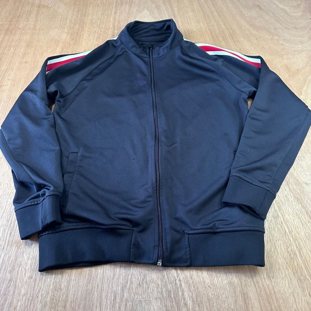 PacSun Track Jacket Men’s Small Black Full Zip Stripe Sleeves Winter Layer